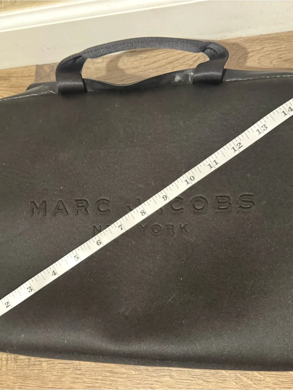 Marc Jacobs Black 15” Laptop Messenger with Embossed Logo